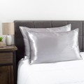 Hastings Home Set of 2 Satin Microfiber Pillowcase Covers for Hair and Skin, Hidden Zippered, Silver Gray, King 753705JDK